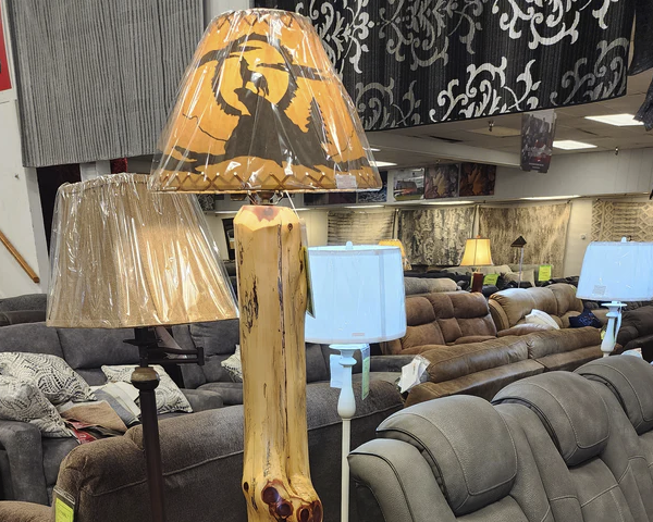 Rustic Charm: Rugged Log Ring Floor Lamp