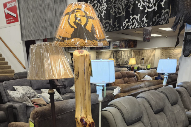 Rustic Charm: Rugged Log Ring Floor Lamp
