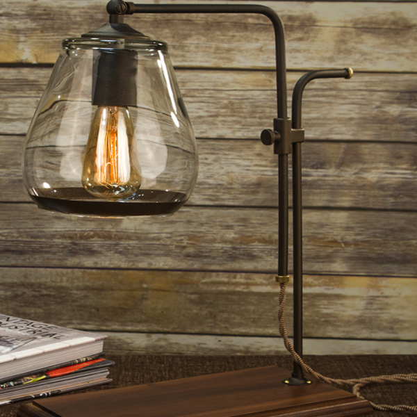 Industrial Wrought Iron Glass Table Lamp: A Stylish Addition to Any Room