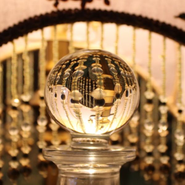 Stunning Vertical Walnut Globe Chandelier