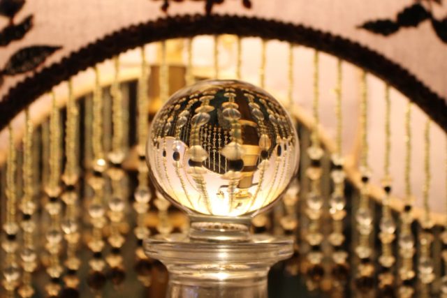 Stunning Vertical Walnut Globe Chandelier