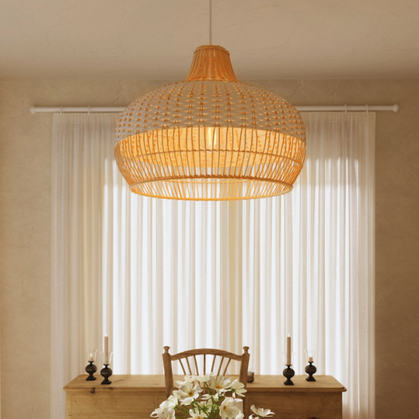 Boho Chic: Handwoven Seagrass Pendant Light for Dining