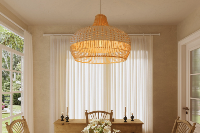 Boho Chic: Handwoven Seagrass Pendant Light for Dining