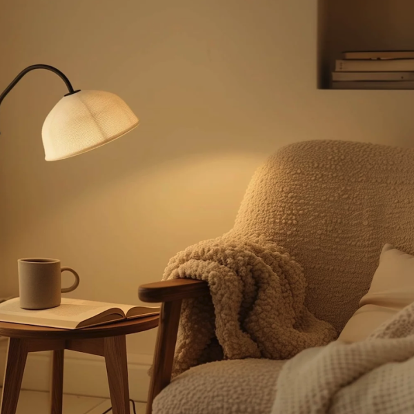 Elegant Silk Shade Floor Lamp for Master Bedroom Reading Corner