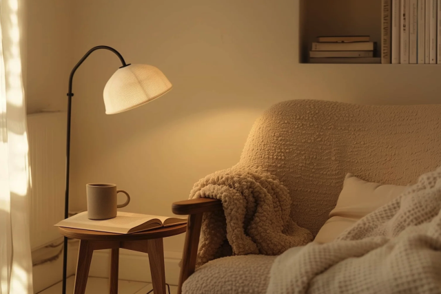 Elegant Silk Shade Floor Lamp for Master Bedroom Reading Corner
