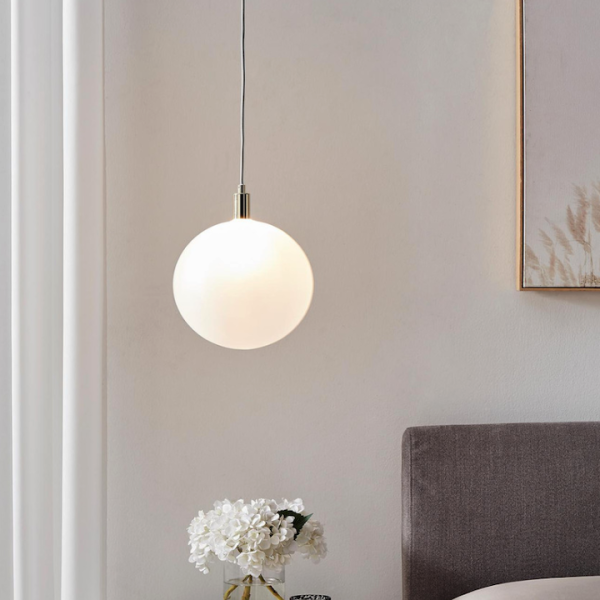 Modern Bedroom Lighting: Frosted Glass Sphere Pendant Lamp